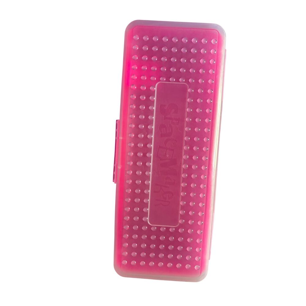 Vintage 1990s SpaceMaker Pink Plastic Pencil Box School Supply Storage Case